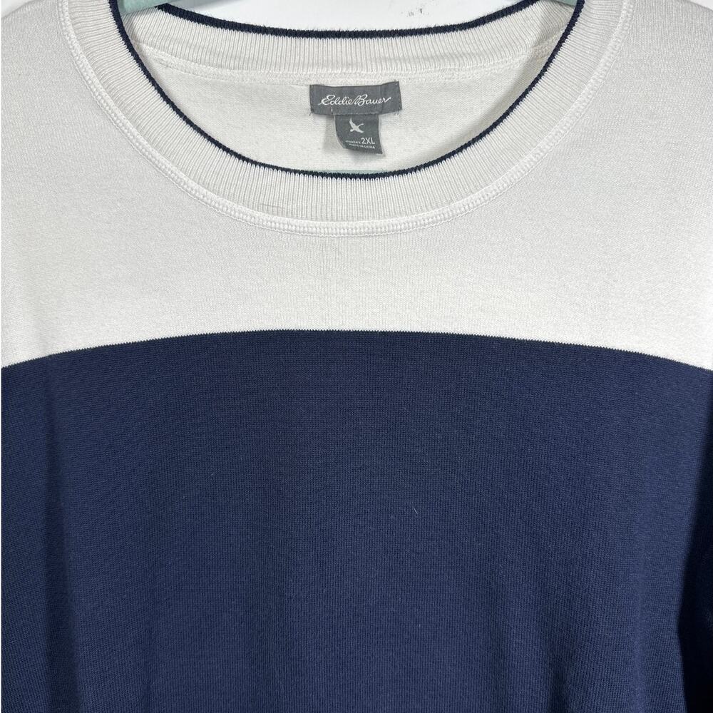 Eddie Bauer Colorblock Two-Tone 3/4 Sleeve Sweater Top Blue White Size 2XL ** - Picture 2 of 9